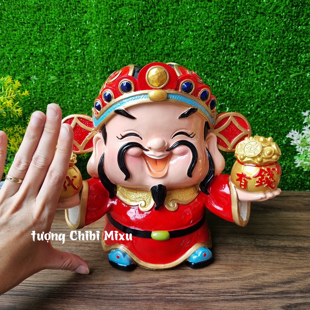Tượng Thần Tài 22.5cm cầm 2 thỏi vàng Đa Tài Đa Phúc