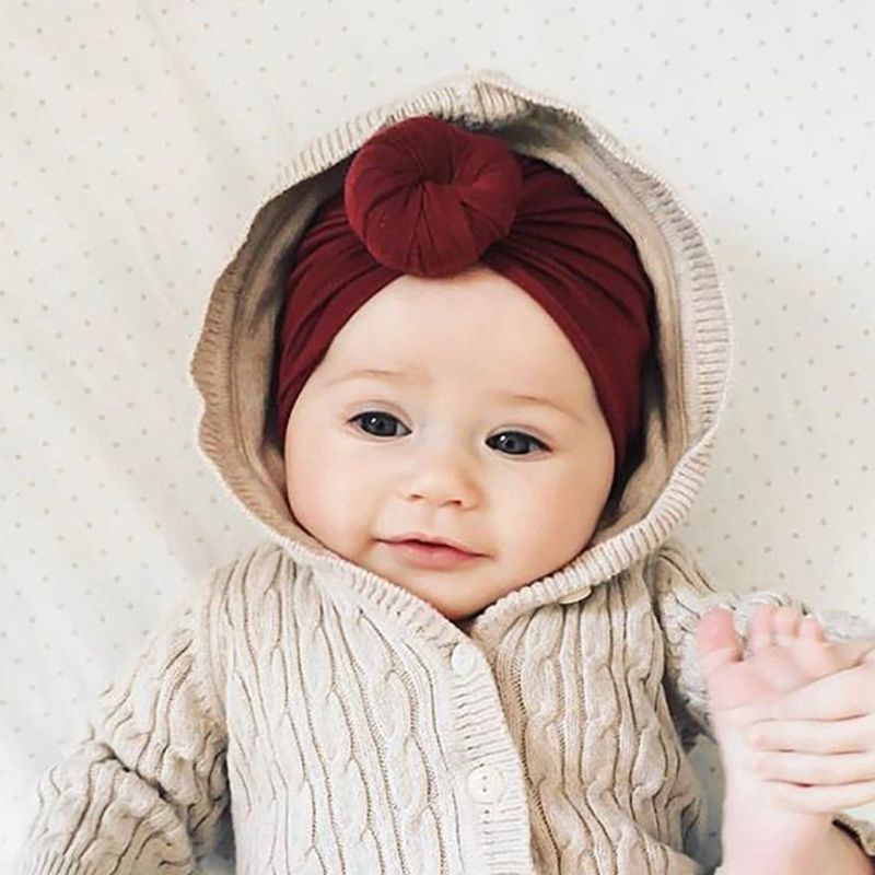 Khăn turban đội đầu thắt nút bằng vải cotton dành cho bé