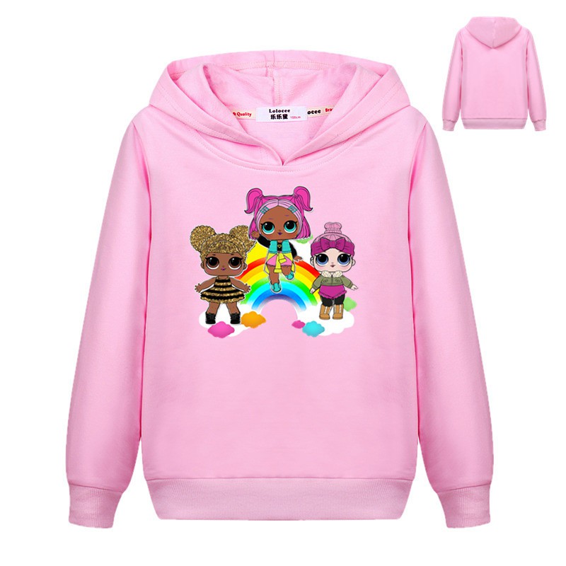 Áo Hoodie Tay Dài Hình Búp Bê Xinh Xắn Đáng Yêu Cho Bé Gái