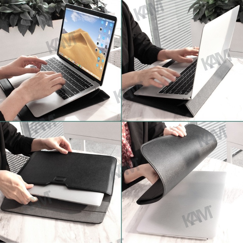 Túi Da PU Đựng Laptop Macbook Air 13 M2 Pro 13 16 12 11 15 M1 A2442 A2485 Có Giá Đỡ