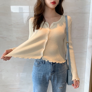 Áo khoác Cardigan dệt kim mỏng dáng ngắn thời trang xuân thu cho nữ W077
