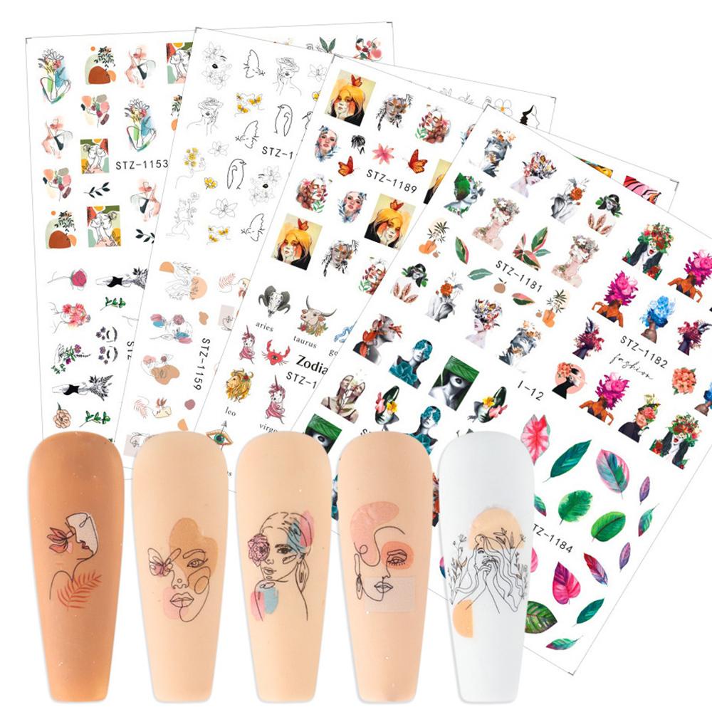 Set 6 Sticker Dán Móng Nghệ Thuật Mùa Hè Màu Nước