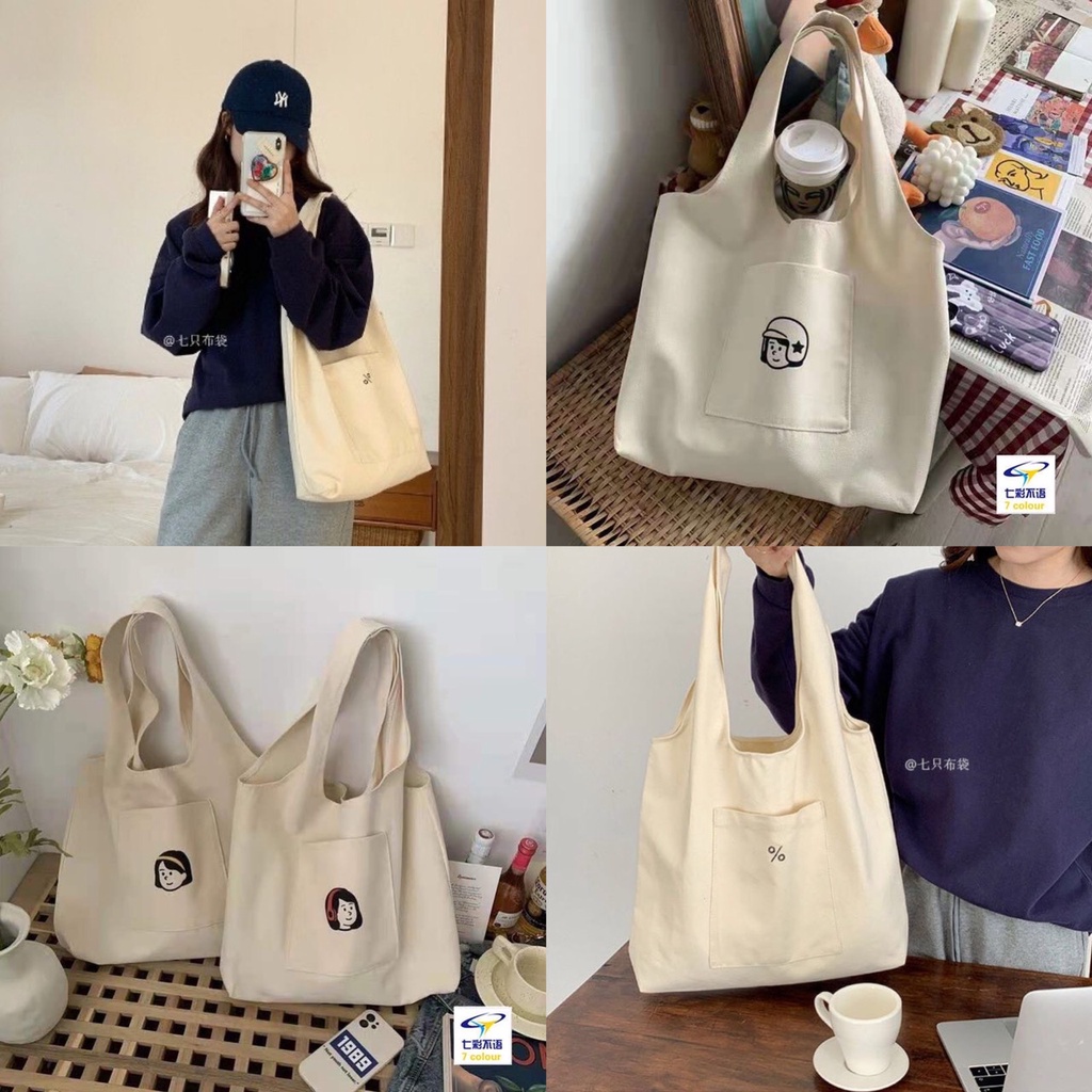Túi vải túi tote vải canvas siêu đẹp dành cho nữ đi học đi làm đi chơi,  túi vải đeo vai liền thần nữ thời trang đi học