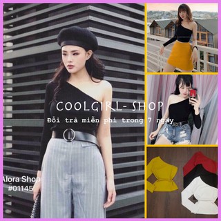 Áo lệch vai tay dài / áo kiểu croptop