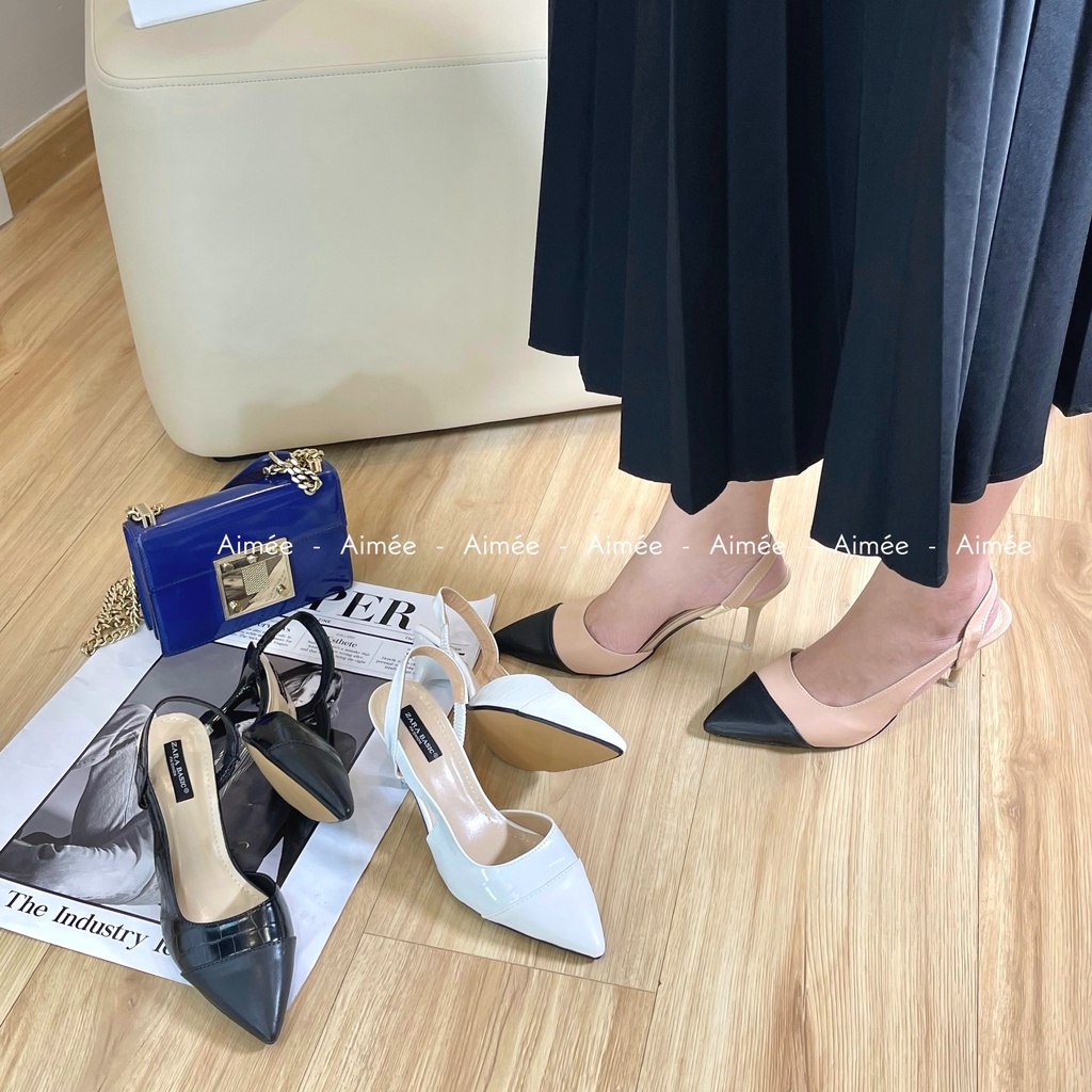 Sandal Guốc Bít Mũi Nhọn Đế Nhọn 5P Quai Chun Chất Mềm Mịn Đi Êm Chân Lên Dáng Siêu Xinh