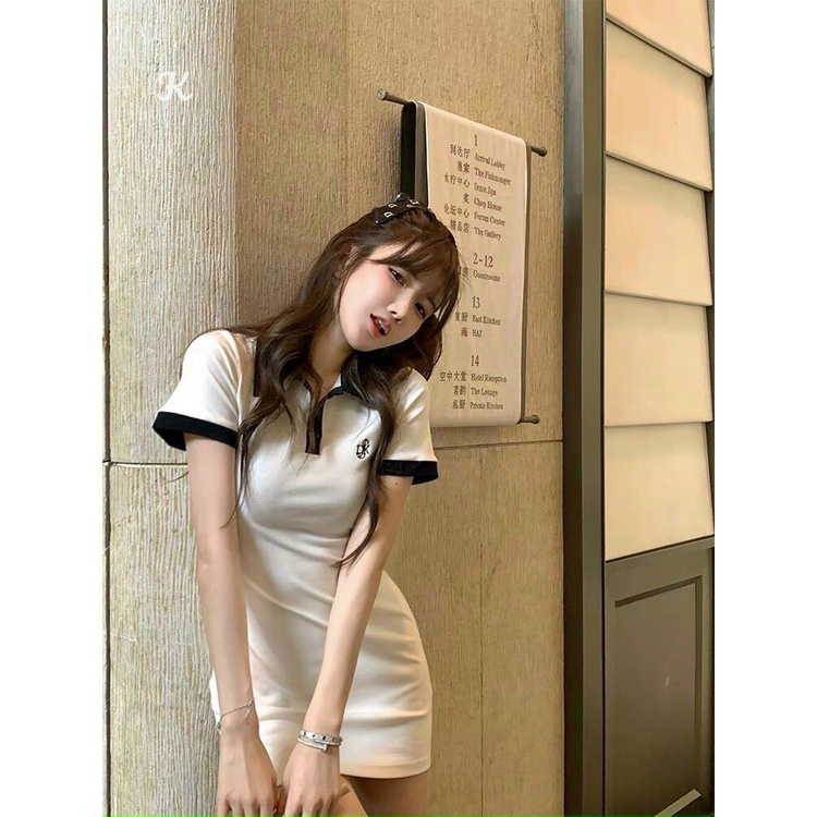 đầm body thun borip cổ trụ ngắn tay