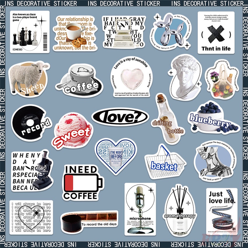 ❉ Nordic Classical Black &amp; White Style Series 02 Stickers ❉ 55Pcs/Set Fashion DIY Waterproof Decals Doodle Stickers