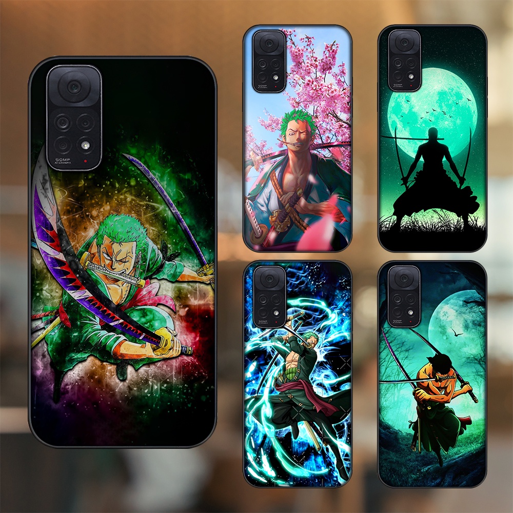 Ốp lưng Xiaomi Redmi Note 11, Note 11s viền đen in hình Zoro One Piece