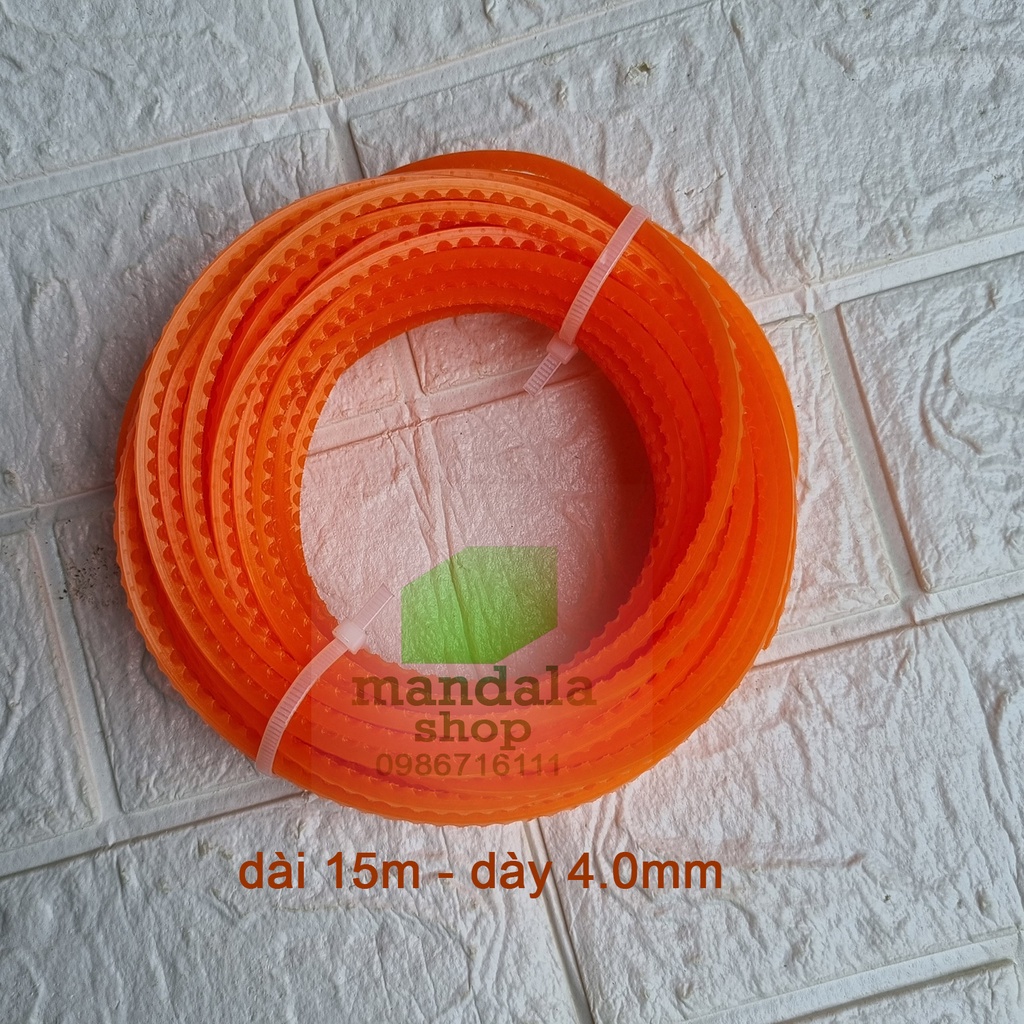 Cước cắt cỏ gai đỏ chất lượng cao, siêu dẻo, dai. Chiều dài 15m tùy chọn đường kính  3.0mm - 3.5mm - 4.0mm