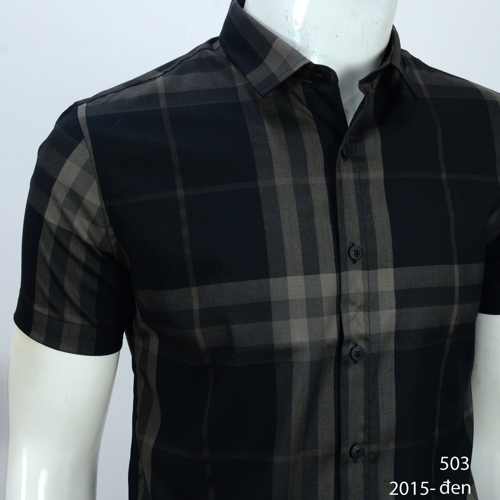 Sơ mi nam cộc ngắn tay kẻ cao cấp mã 2015
