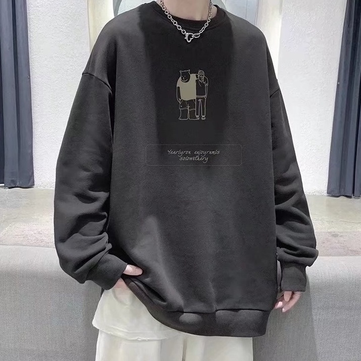 Áo len cổ tròn dáng rộng thời trang thu đông dành cho nam