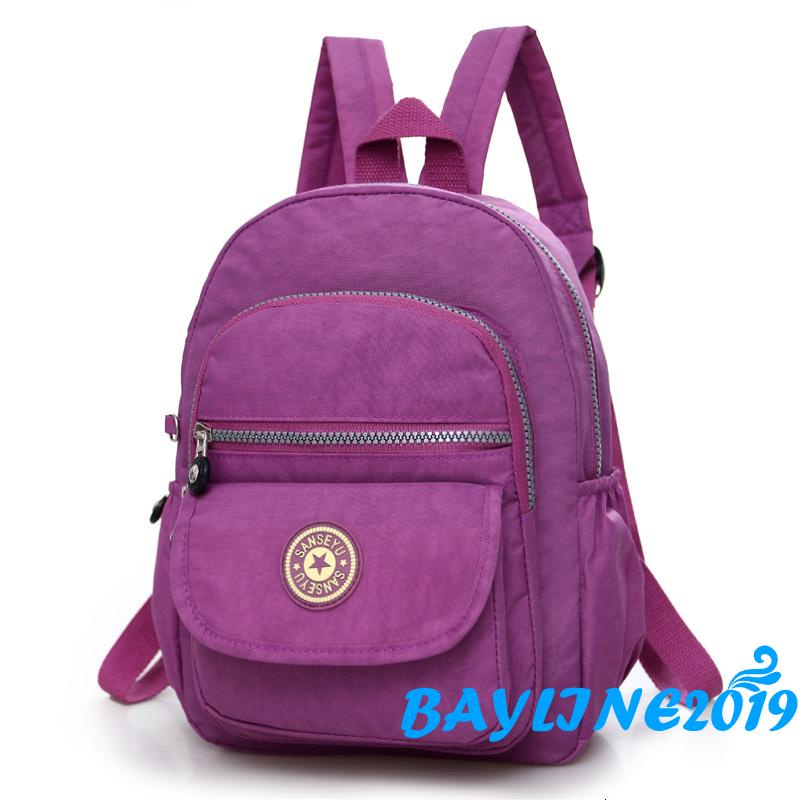 Balo Đeo Vai Nhiều Ngăn Sức Chứa Lớn Màu Trơn Chống Thấm Nước Có Khóa Kéo Cho Nữ