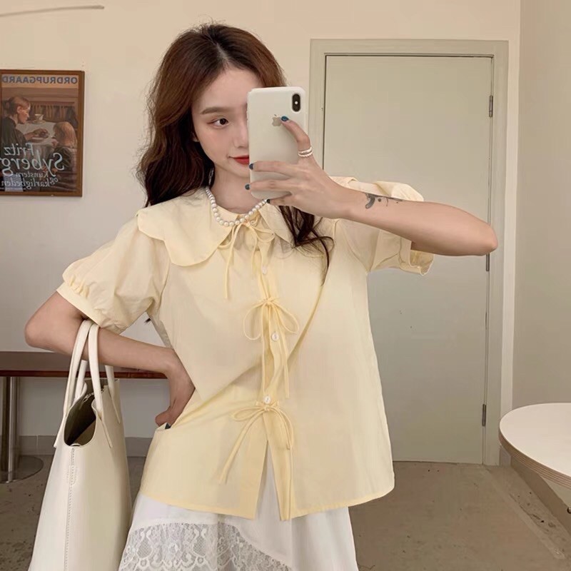 ÁO SƠ MI NƠ CỔ BÚP BÊ STYLE HÀN QUỐC