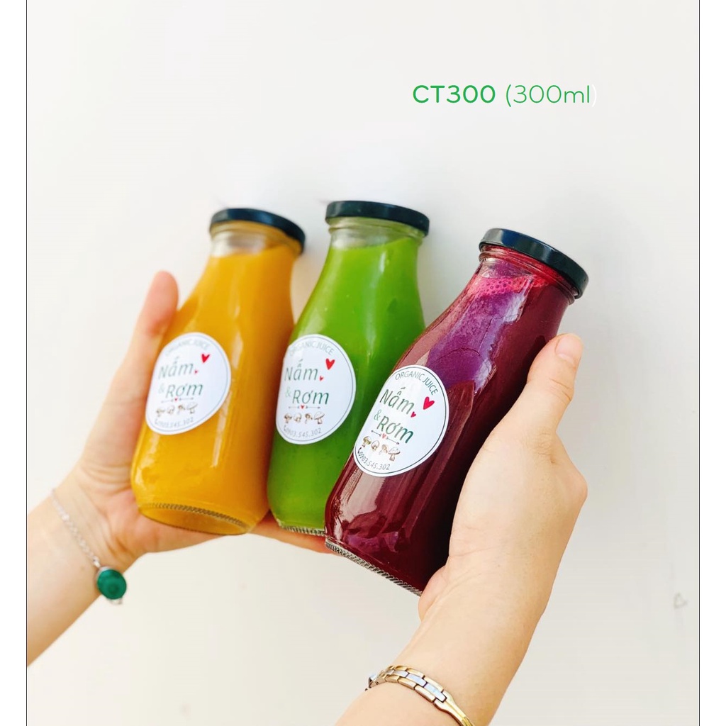 BỘ 6 CHAI THỦY TINH 300ML ĐỰNG SỮA HẠT, THỨC UỐNG SIÊU ĐẸP