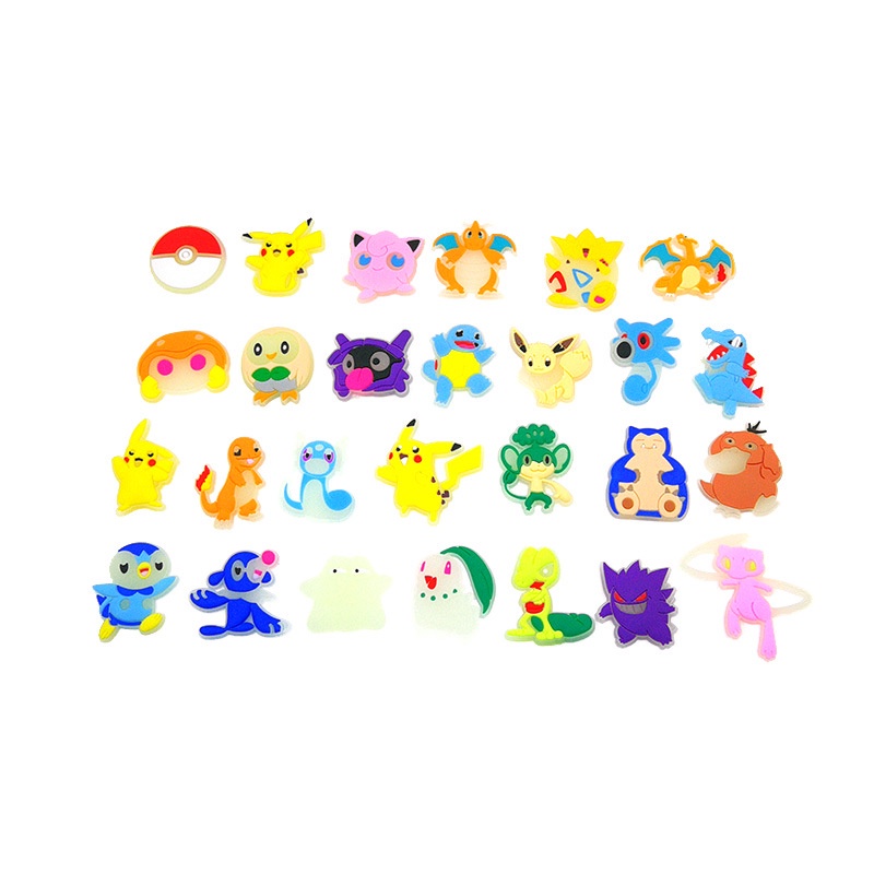 Bộ 2 Khóa Dây Giày DIY Phát Sáng Hình Pikachu Psyduck Dành Cho Trang Trí Giày Trẻ Em