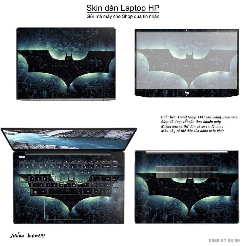Skin dán Laptop HP in hình Người dơi (inbox mã máy cho Shop)