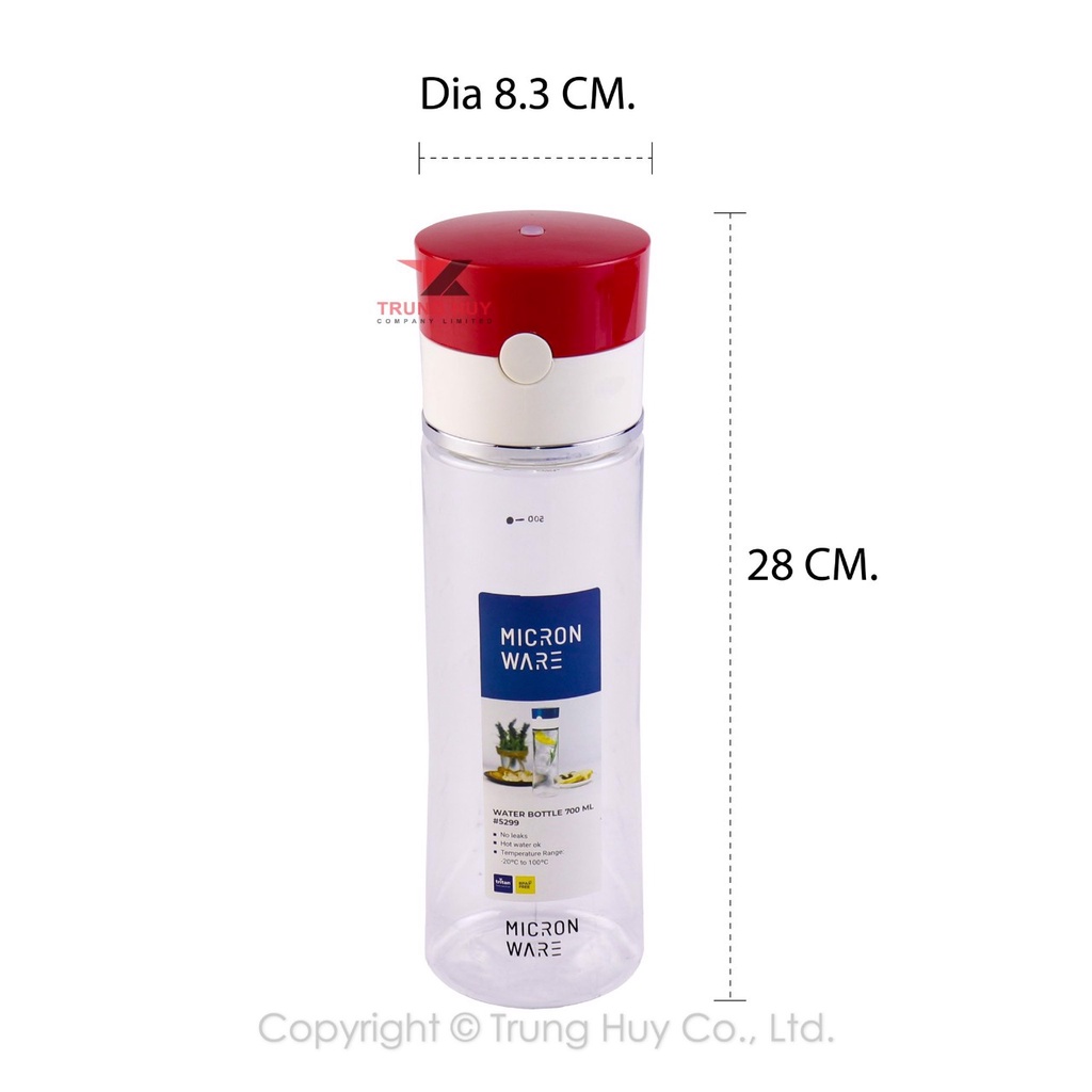 Bình nước nhựa Tritan 720ml - 5299-Micron Ware Thái Lan