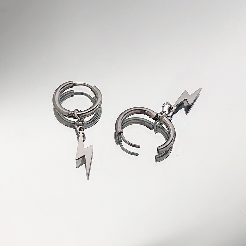 Bông Tai Thời Trang Hình Tia Chớp Đơn Giản Phong Cách hip hop Cho Nam Và Nữ