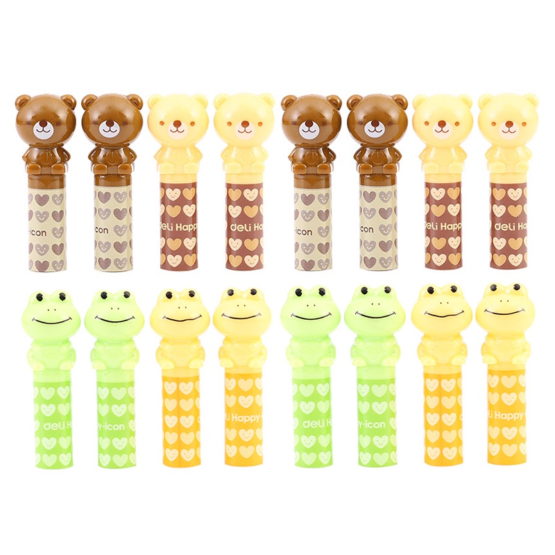 Deli. Set 6 Nắp Nhựa Bọc Bút Chì Hình Động Vật Hoạt Hình Nhật Bản Dễ Thương