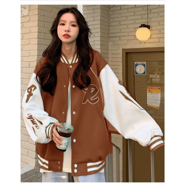 (MẪU MỚI) ÁO KHOÁC BOMBER NỮ HỌA TIẾT CHỮ  R ĐẸP SANG CÁ TÍNH THỜI TRANG THỜI TRANG HHP