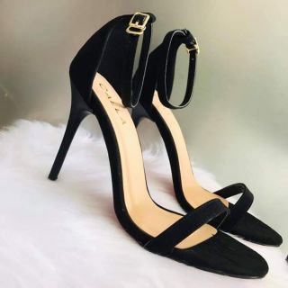 Sandanl cao gót calla đế đỏ đen da lộn 9-10p