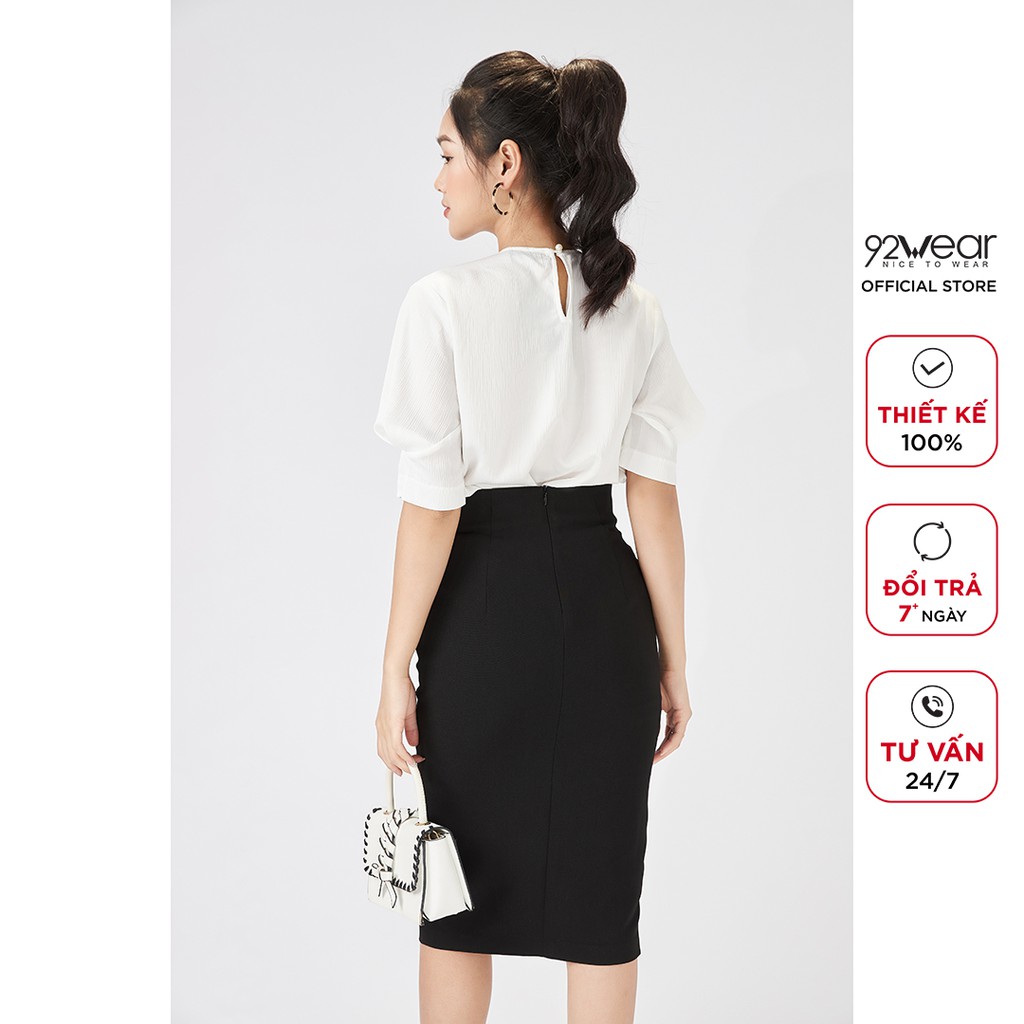 Áo sơ mi lụa nữ 92WEAR chất mát kiểu dáng trẻ trung ASA1968