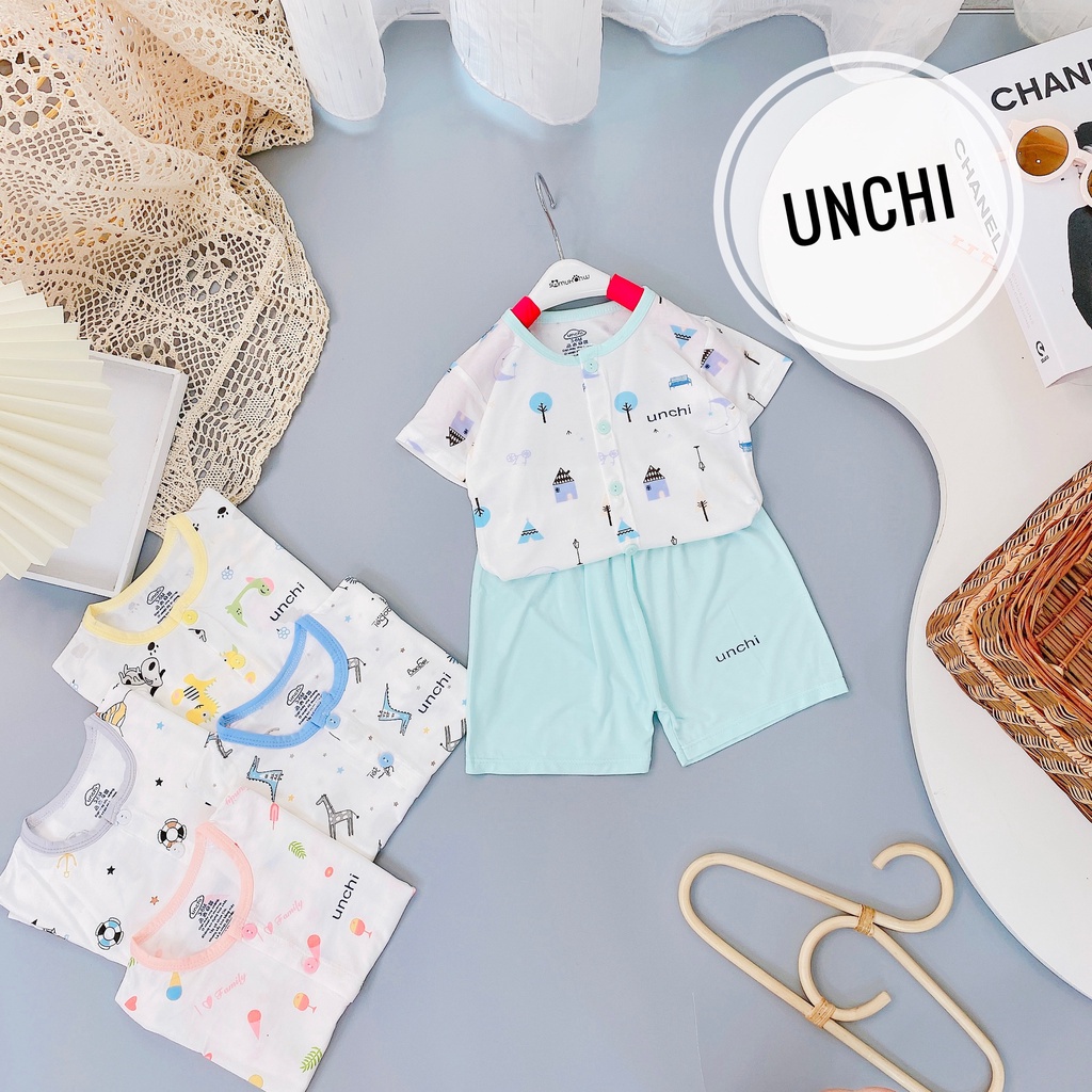 Bộ Cộc Tay Cúc Giữa Unchi peptit Hoạ Tiết Quần Màu Cho Bé Trai Bé Gái - Umee kids