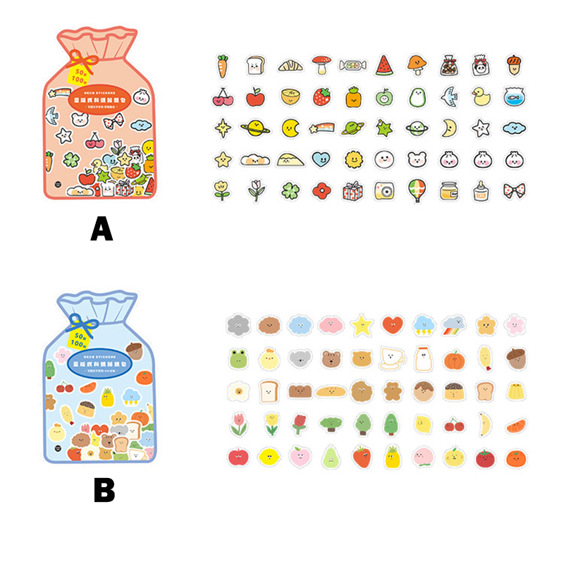 Bộ 100 cái nhãn dán trang trí hình gấu hoạt hình đáng yêu