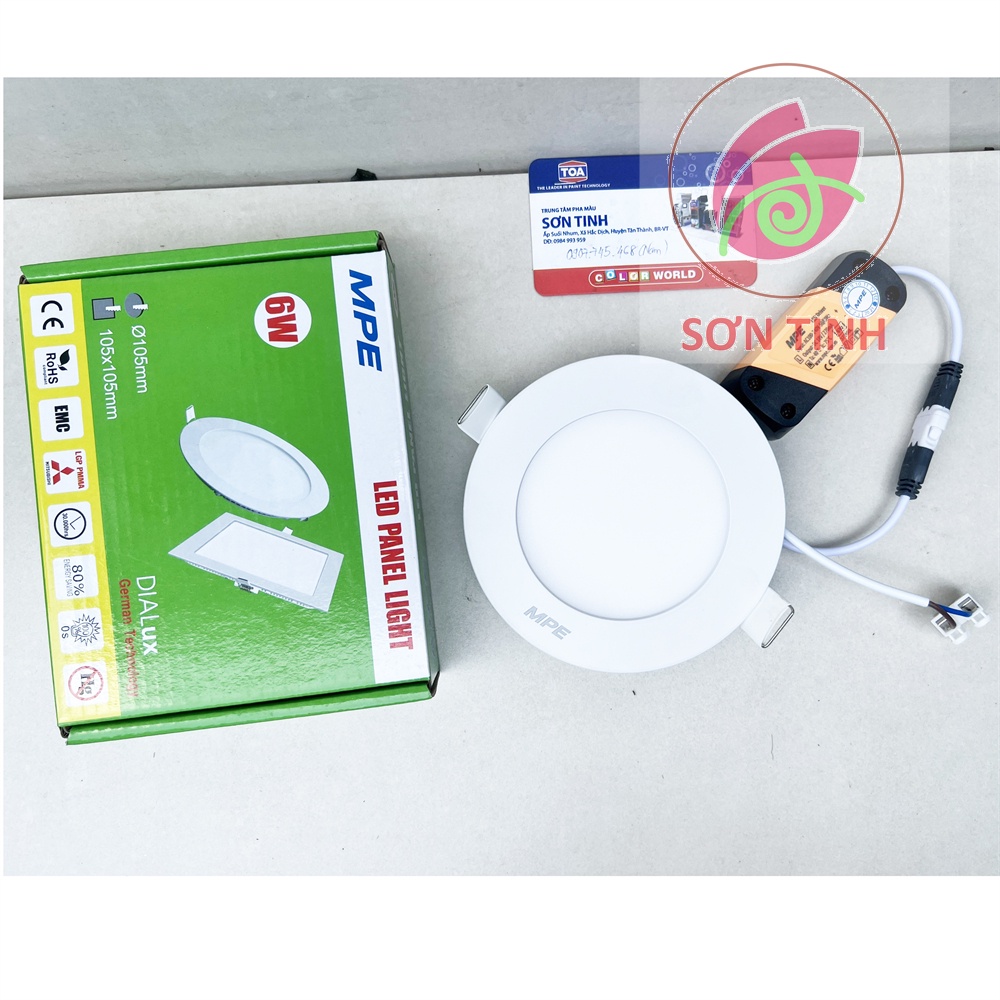 Đèn Led Âm Trần 6W Tròn MPE Cao Cấp màu trắng vàng - Đèn Panel downlight Led 6w - Bảo hành 2 năm chính hãng