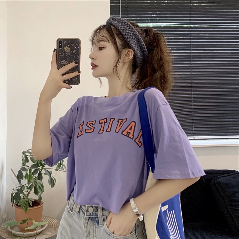 Áo croptop, áo kiểu croptop from rộng tay lỡ chất cotton mát mịn in hình bướm xinh