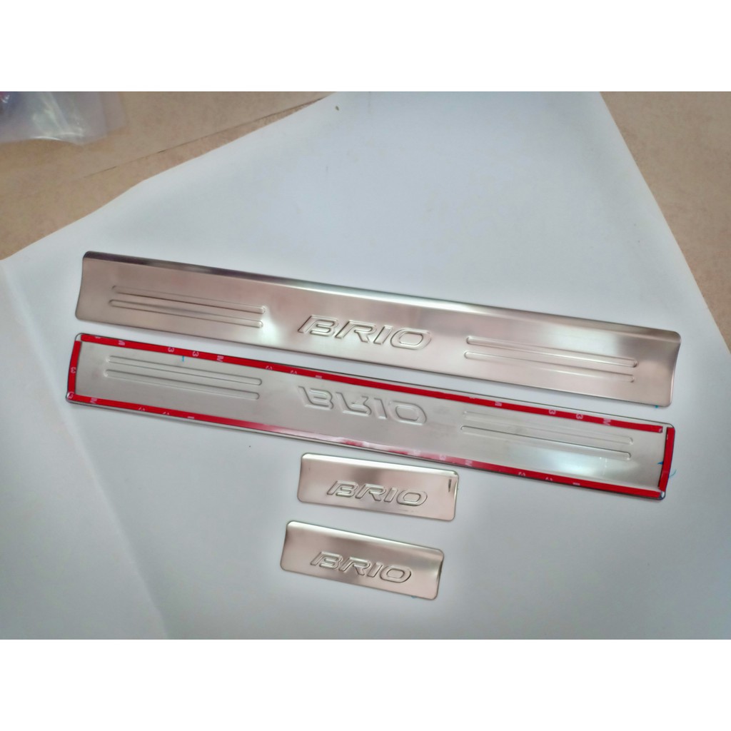 Brio,Ốp trang trí bậc cửa trong ngoài Honda Brio- mẫu inox { HÀNG ĐẸP }