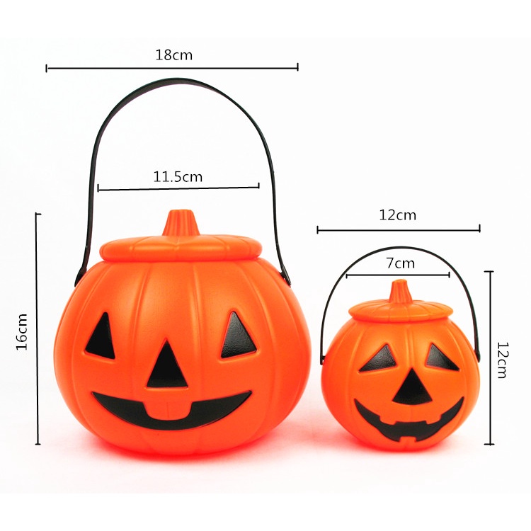 Hộp Đựng Kẹo Dạ Quang Bằng Nhựa Hình Quả Bí Ngô Dùng Trang Trí Halloween