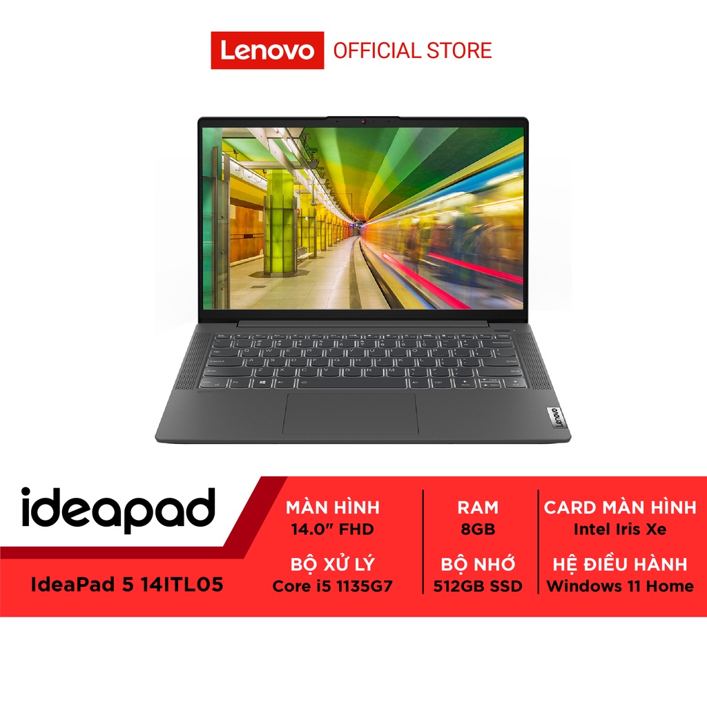 [ELBAU7 giảm 7%] Laptop Lenovo IdeaPad 5 14ITL05 82FE016LVN Core i5 1135G7 | 8GB RAM | 512GB SSD | 14 FHD | Wi