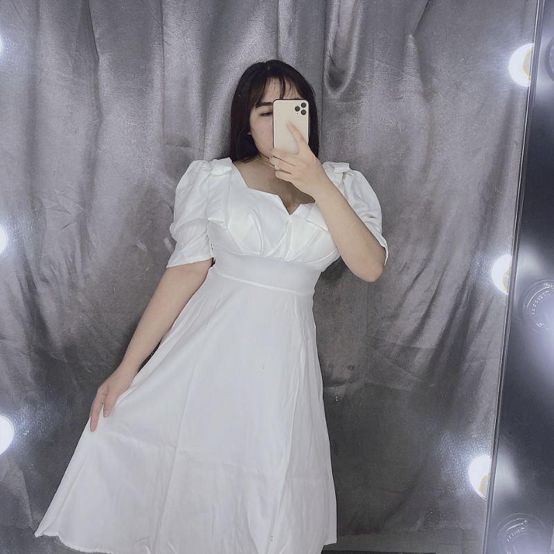 Đầm nơ vai bigsize 60-90kg hình mẫu chụp thật 100%
