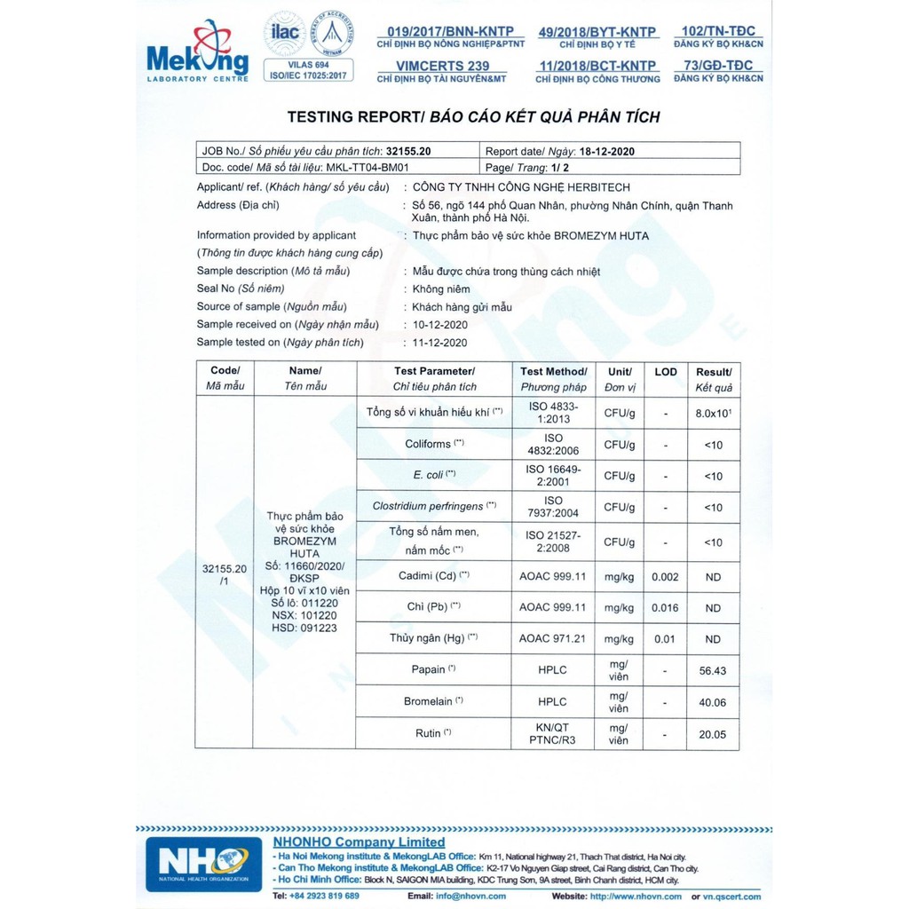 Viên ngậm BROMEZYM HUTA, giảm sưng, đau do viêm họng, viêm phế quản hộp 24 viên