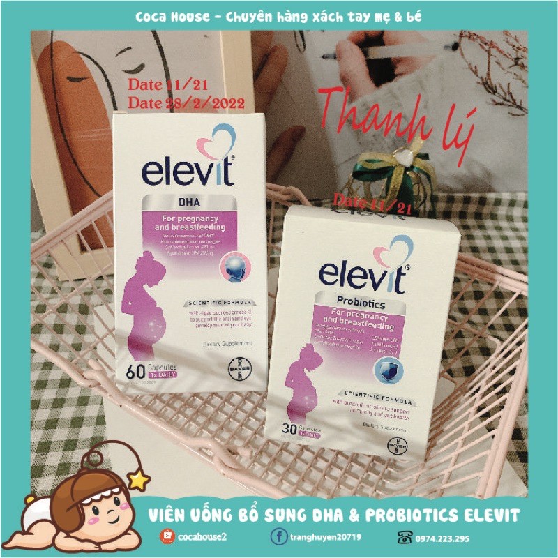 DHA VÀ PROBIOTICS ELEVIT CHO BÀ BẦU✅Hàng chính hãng, đủ bill✅ giảm táo bón, phát triển não bộ