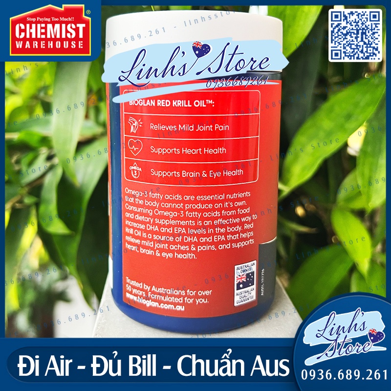 Dầu nhuyễn thể Bioglan Red Krill Oil 1000mg 60 viên 💙 Chemist Warehouse - Úc