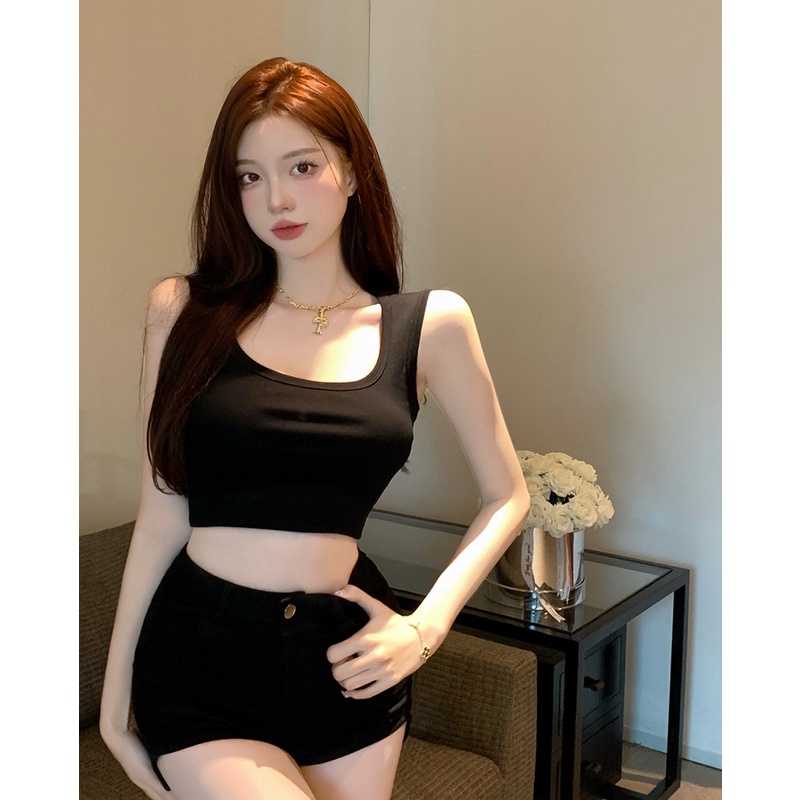 Cocory vn Áo Hai Dây Cổ Vuông Dáng Ôm Thời Trang Quyến Rũ Cho Nữ