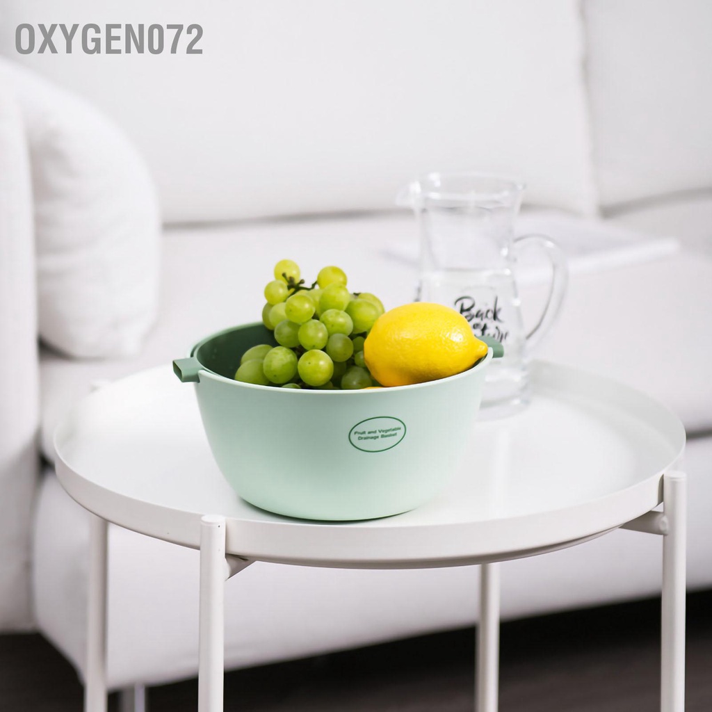 Oxygen072 Rổ Nhựa Rửa Rau Củ Quả  Giỏ đựng rau quả hai lớp có tay cầm Lỗ chéo thoát nước nhà bếp
