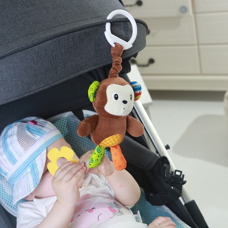 Treo nôi thú bông lục lạc cho bé xúc xắc gặm nướu vải bông cao cấp an toàn