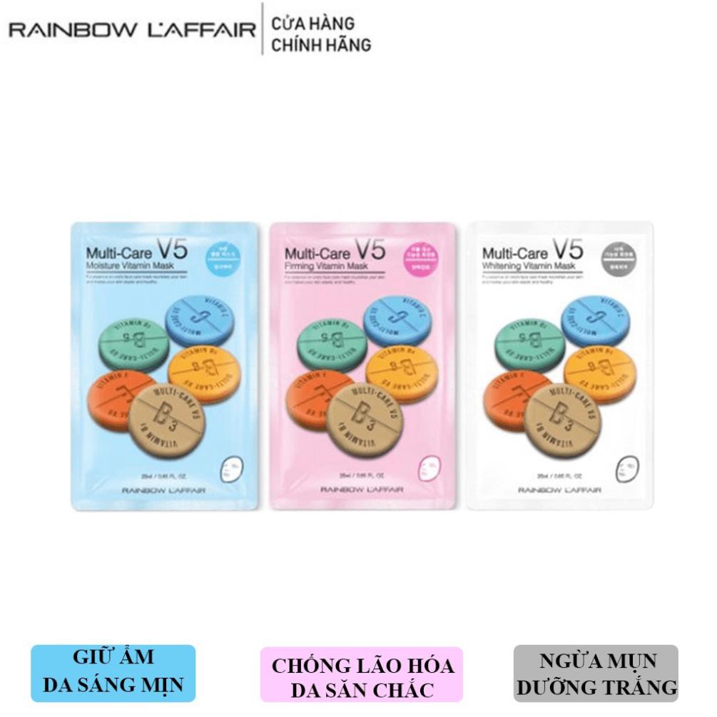 Combo 6 mặt nạ dưỡng trắng, cấp ẩm, săn chắc da Rainbow L'affair V5 Vitamin - 3step mask (6 miếng x 25ml)