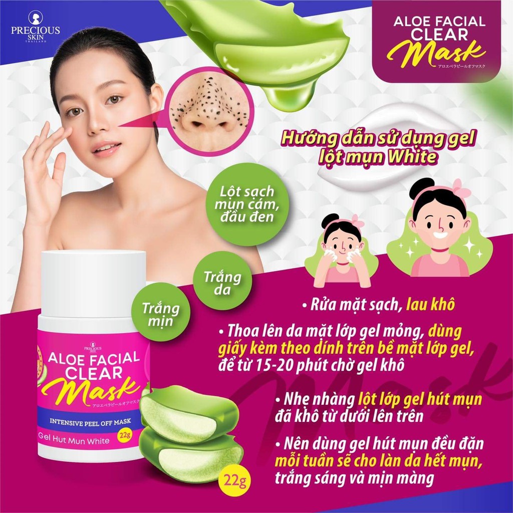 01 Gel Hút Mụn Aloe Facial Clear Mask Thái Lan 22gram