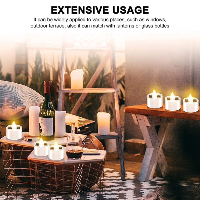 Bộ 18 Đèn LED Hình Nến Chống Thấm Nước Sử Dụng Năng Lượng Mặt Trời Có Thể Sạc Lại (1.5X1.4 Inch)