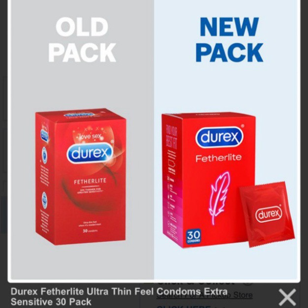 Bao cao su Durex Fetherlite chính hãng Úc - Hộp 30 chiếc