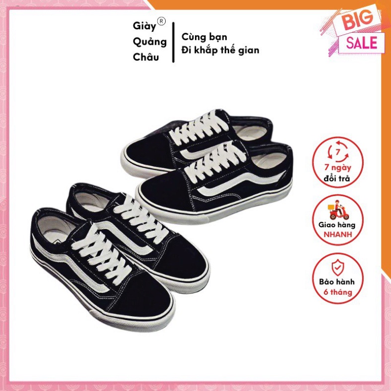 Giày 𝐕𝐚𝐧𝐬 𝐎𝐥𝐝 𝐒𝐤𝐨𝐨𝐥 - Giày Sneaker 𝐕𝐚𝐧𝐬 Đen kẻ trắng nhung nỉ cao cấp nam nữ, đế đúc chắc chắn, cá tính