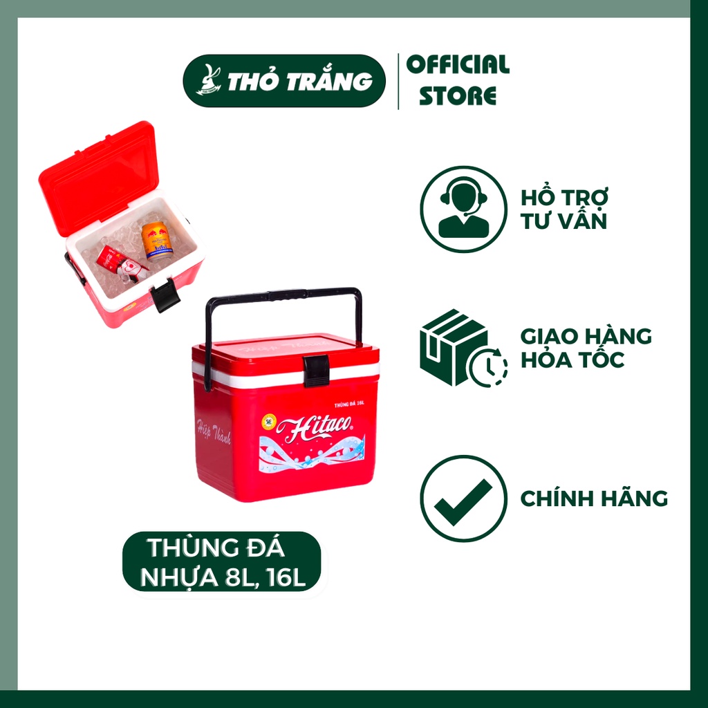 Thùng đá vuông 8L,16L nhựa Hiệp Thành có tay cầm, nắp gài