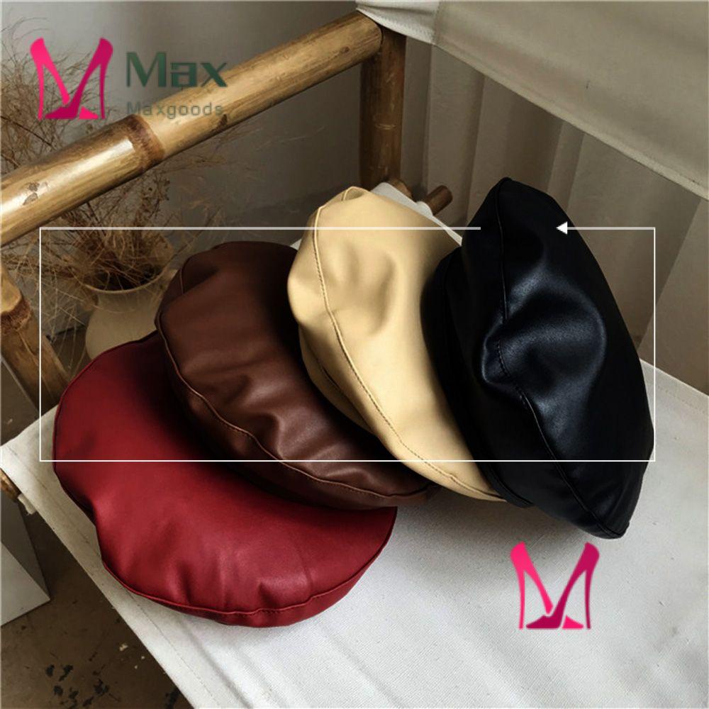 Mũ Beret Bằng Da PU Màu Trơn Tùy Chỉnh Thời Trang Ấm Áp Cho Nữ