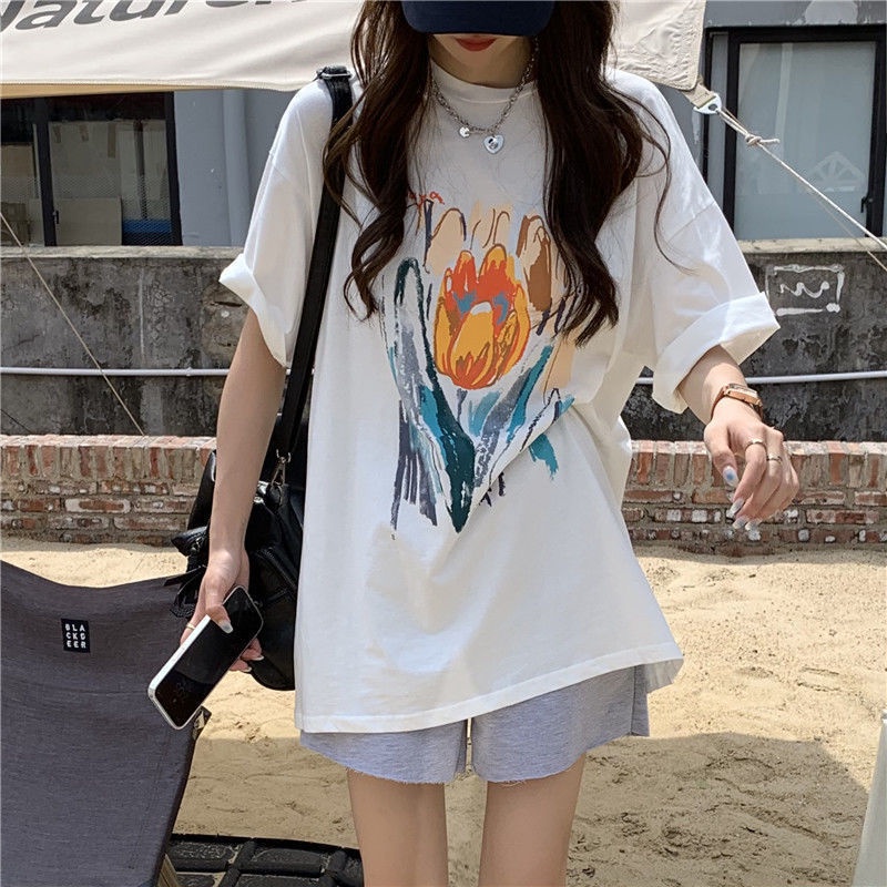 Áo Thun Dáng Rộng Phong Cách retro Thời Trang Mùa Hè Cho Nữ ZIZE37-87kg