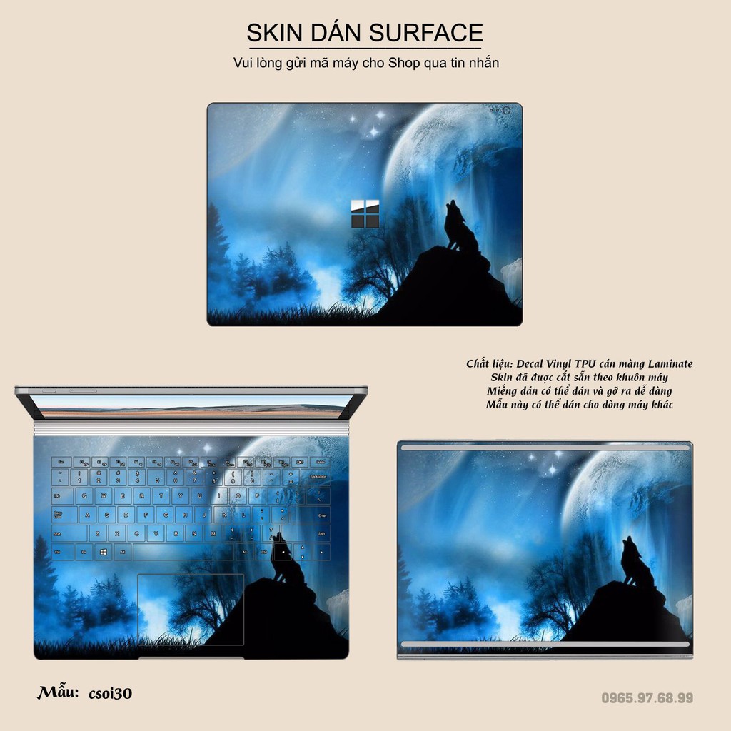 Miếng dán Skin bảo vệ mặt lưng Surface Pro 2/ Pro 3/ Pro 4/ Pro 5/ Pro 6/Pro 7/Pro X / Surface Go /Book in hình sưu tầm