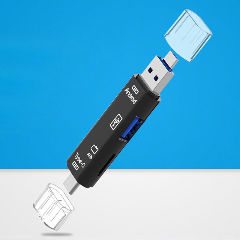 Đầu đọc thẻ nhớ 5 trong 1 OTG USB 3.0 loại C / USB / Micro USB SD TF tiện dụng